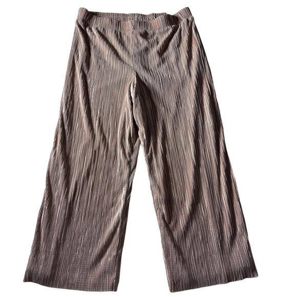Anne Klein Pants - Womens wide crop pants Tan size Large pleated silky Minimalist preppy NWT